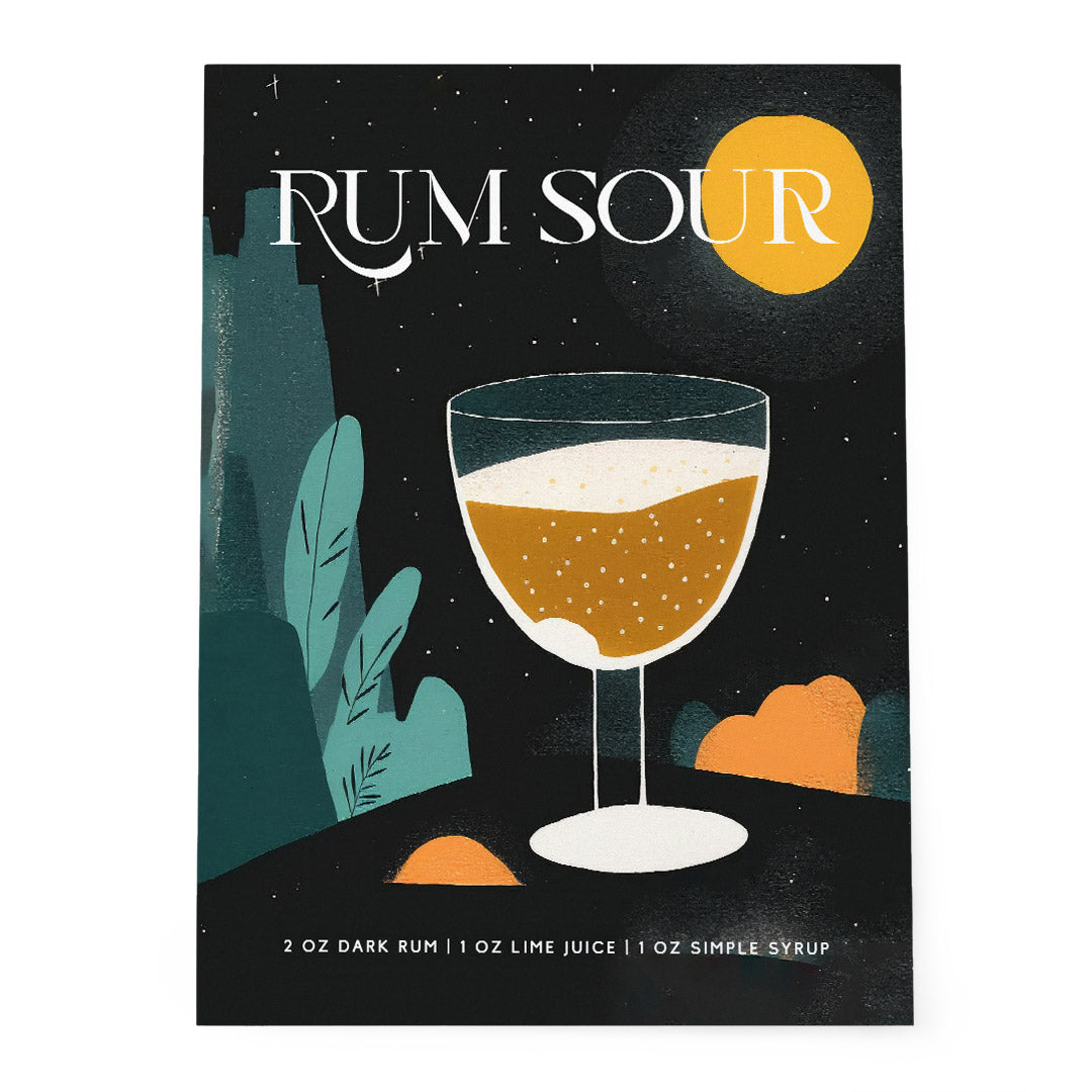 Rum Sour Cocktail Night View Recipe Modern Abstract
