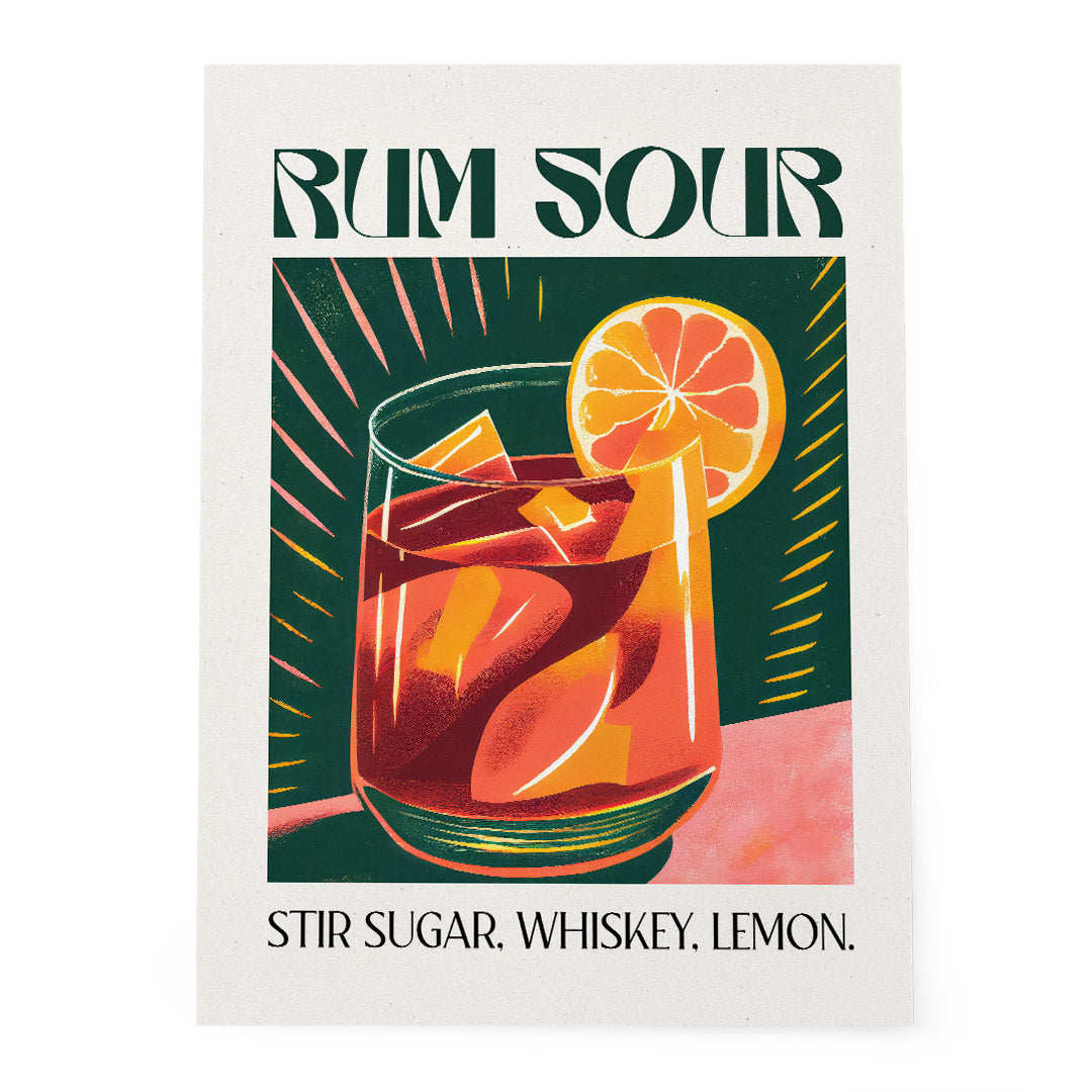 Rum Sour Cocktail Tropic Green Orange Glass