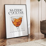 Sazerac Cocktail Poster Crisp Minimalist Elegance