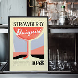 Strawberry Daiquiri Classic Cocktail Vintage Recipe 1948 Art