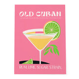 Summer Old Cuban Pink Cocktail Wall Art Lime Recipe
