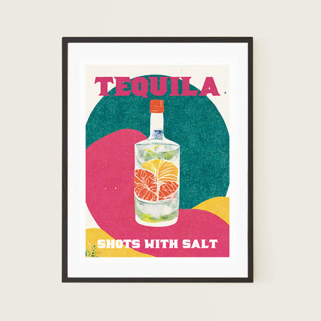Tequila Shots with Salt Poster Tropical Art Print