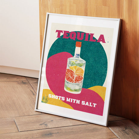 Tequila Shots with Salt Poster Tropical Art Print