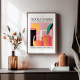 Tequila Sunrise Cocktail Art Abstract Pink Room