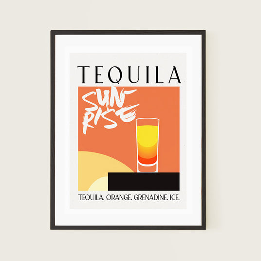 Tequila Sunrise Cocktail Orange Sun Abstract Art Recipe