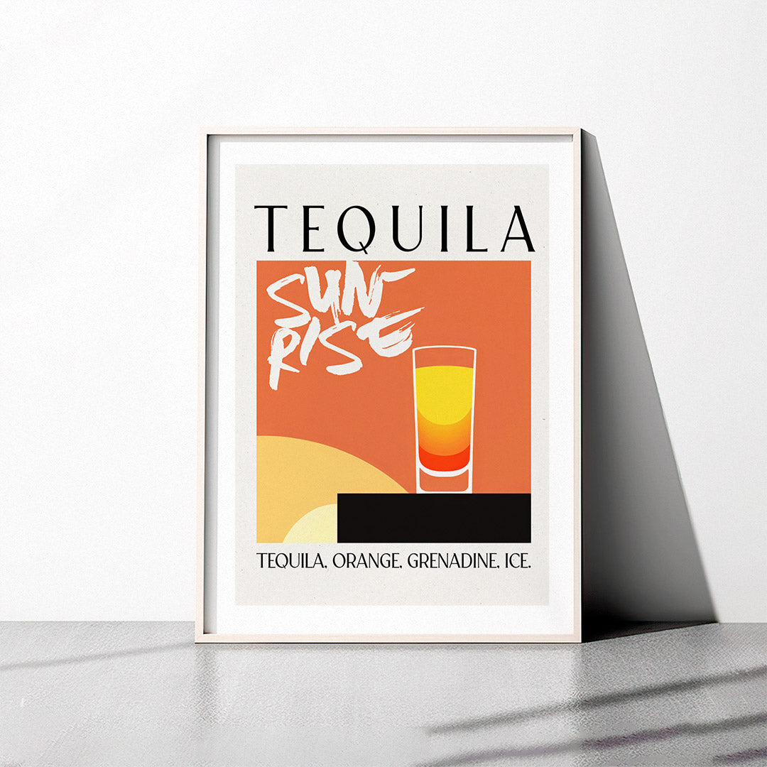Tequila Sunrise Cocktail Orange Sun Abstract Art Recipe