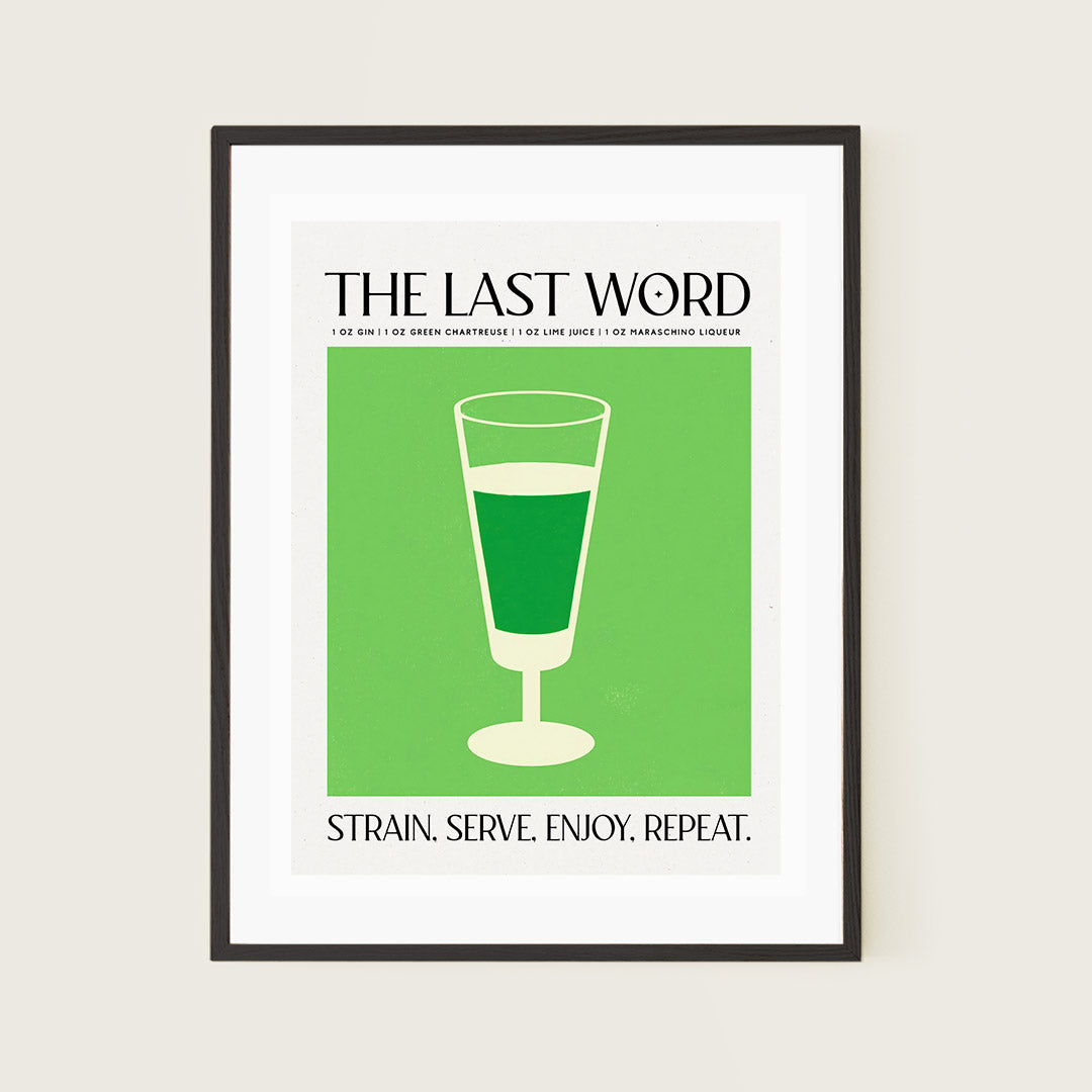 The Last Word Classic Cocktail Green Abstract Print