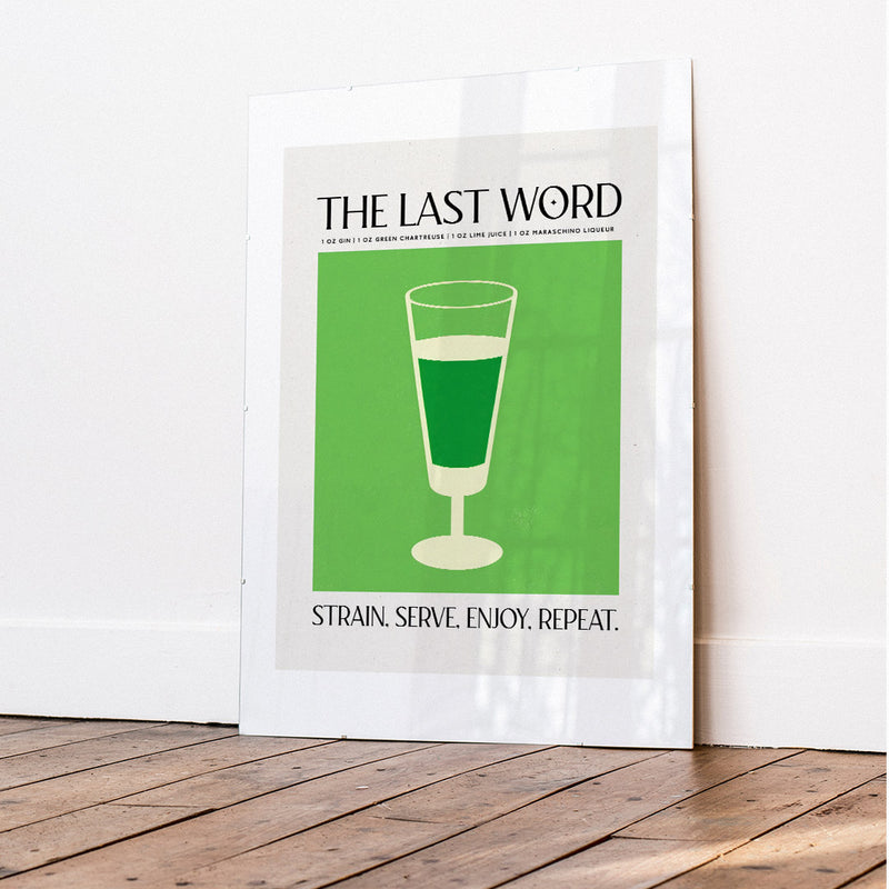 The Last Word Classic Cocktail Green Abstract Print