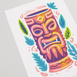 Tiki Bar Riso Print Mug Face Home Tiki Art Cocktail Cup Abstract