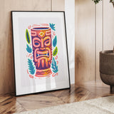Tiki Bar Riso Print Mug Face Home Tiki Art Cocktail Cup Abstract
