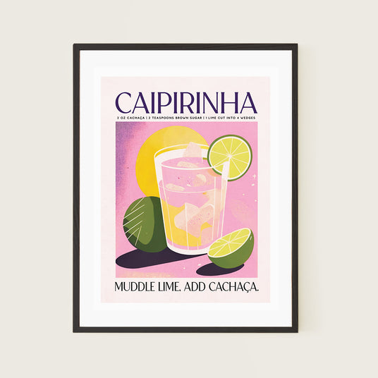 Tropic Caipirinha Cocktail Pink Print Muddle Lime