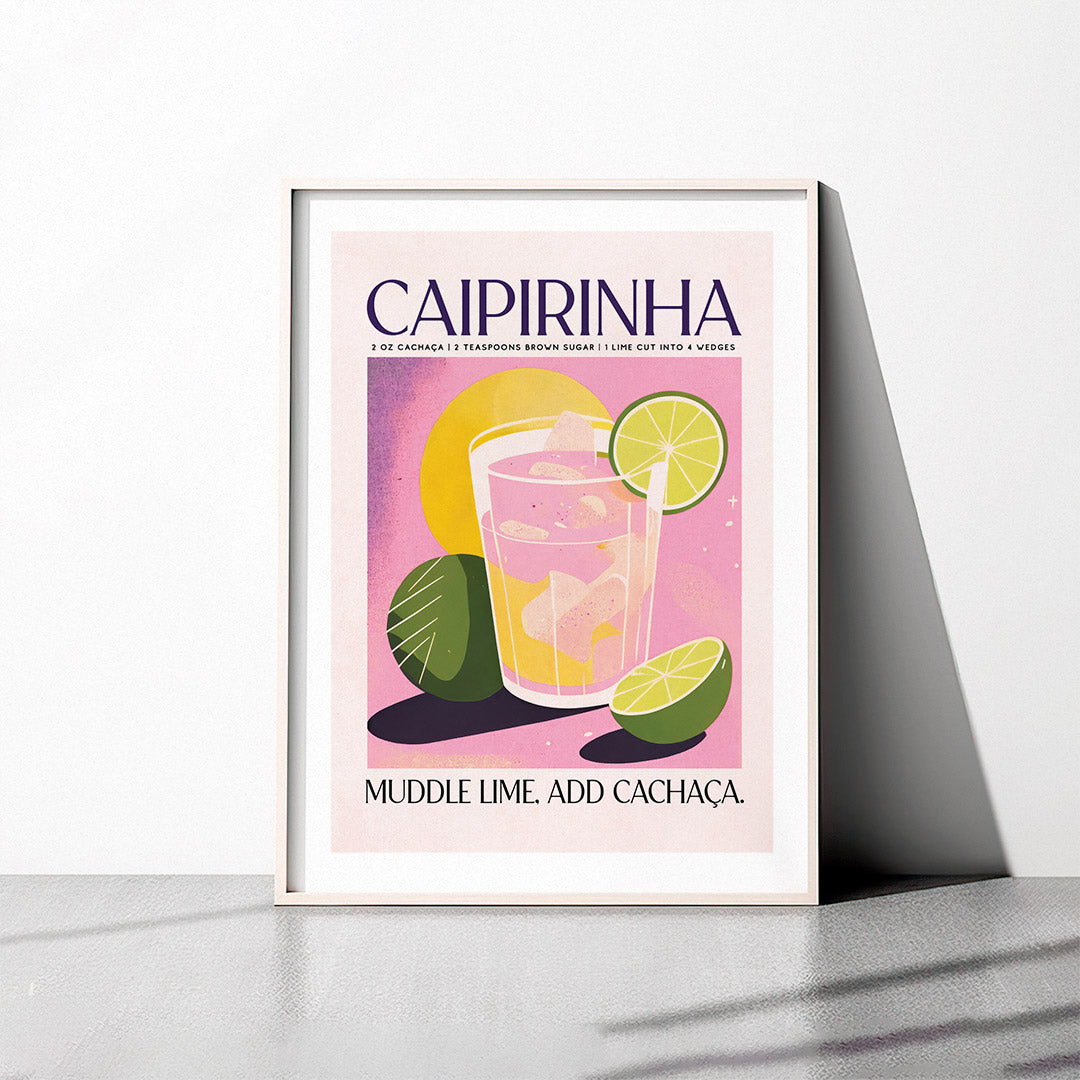 Tropic Caipirinha Cocktail Pink Print Muddle Lime