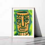 Tropic Tiki Bar Green Mug Face Home Tiki Art Cocktail Abstract