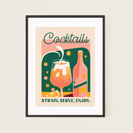Tropical Cocktails Strain Serve Enjoy Pink Orange Art