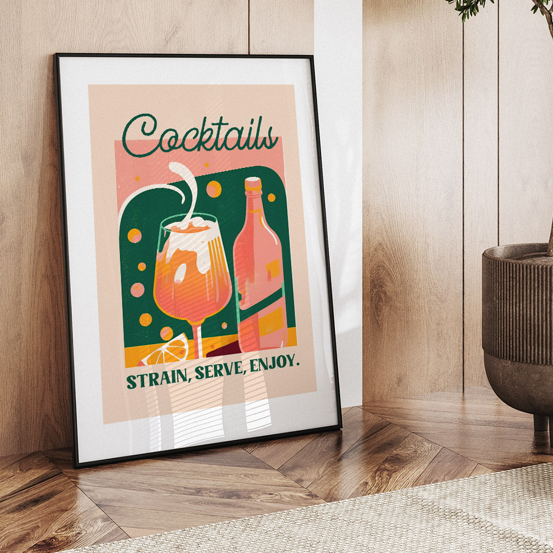 Tropical Cocktails Strain Serve Enjoy Pink Orange Art