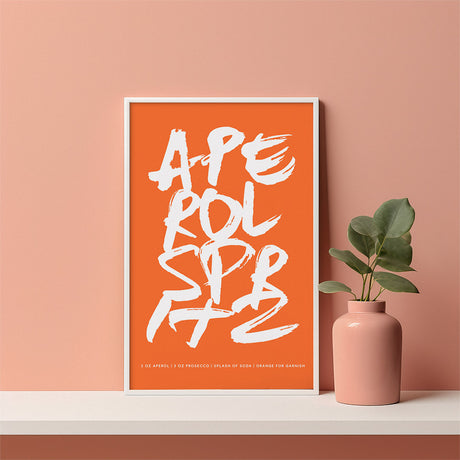 Typography Aperol Spritz Cocktail Art Orange