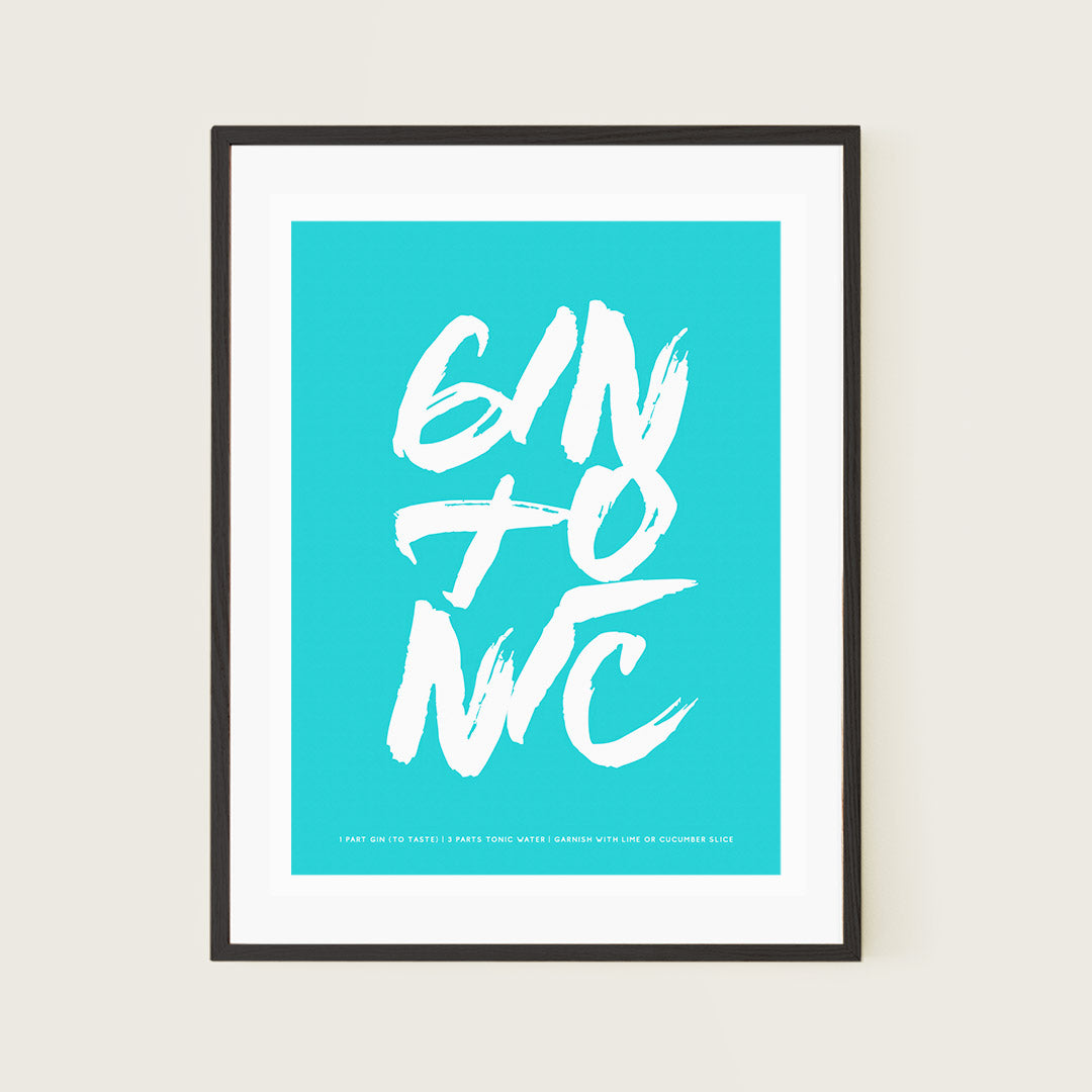 Typography Gin Tonic Cocktail Blue Recipe