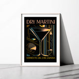 Vintage Art Deco Martini Cocktail Recipe Bar Art Black Abstract