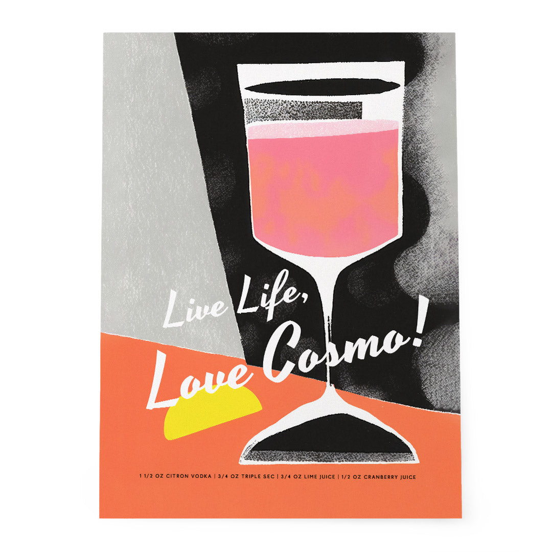 Vintage Cosmopolitan Cocktail 40s Art Red Pink Lemon