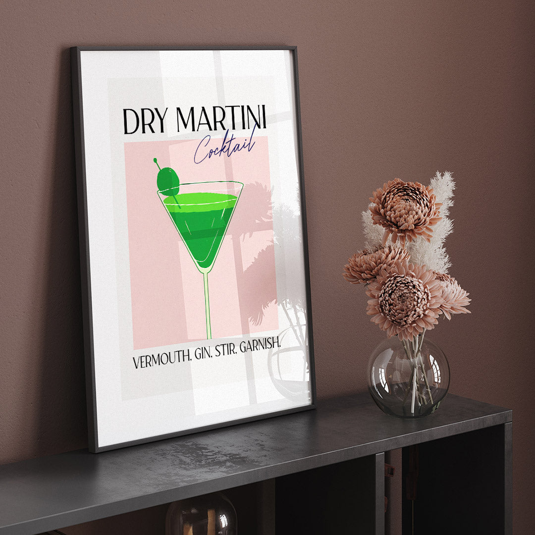 Vintage Dry Martini Cocktail Art