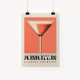Vintage Manhattan Cocktail Recipe Red Print