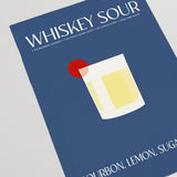 Whiskey Sour Cocktail Abstract Blue Recipe Minimalist Art