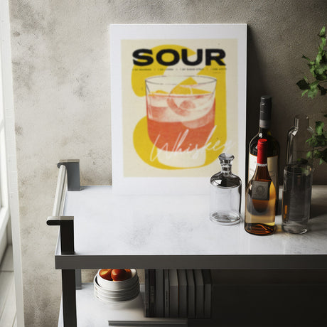 Whiskey Sour Poster Bauhaus Influence Retro Riso Art