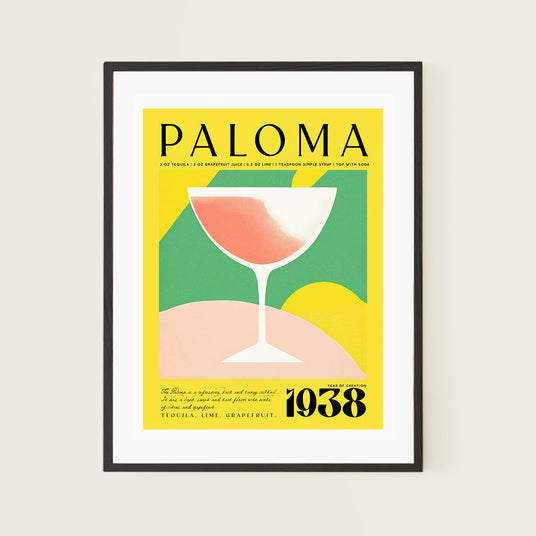Yellow Paloma Classic Cocktail 1938 Recipe Art Print