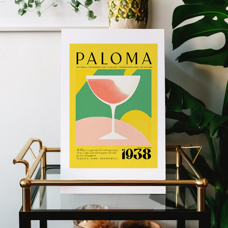 Yellow Paloma Classic Cocktail 1938 Recipe Art Print